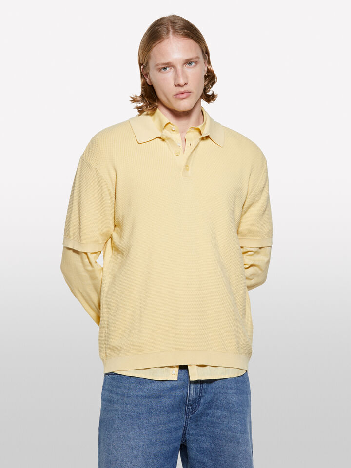 Polo amarelo de malha - polos para homem - Amarelo | Sisley image number 4